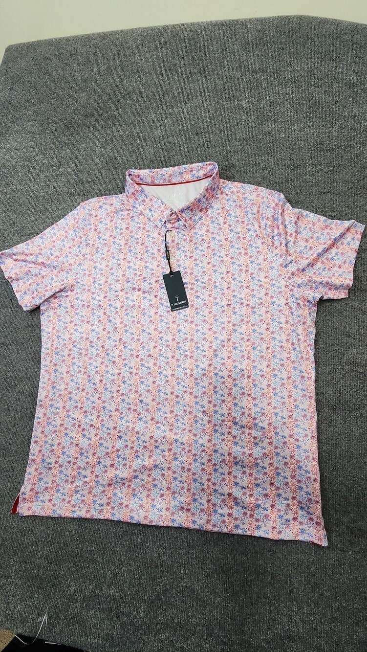 PPOLAFLON Men's Patriotic Firework Print Short Sleeve Polo Shirt Size 3XL